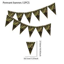 12pcs/Bag Black & Gold 60th Birthday Flag Picks,Christmas - Black - View 2