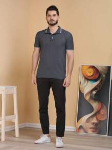 Men Polo Shirts - 深灰色 - 查看 2