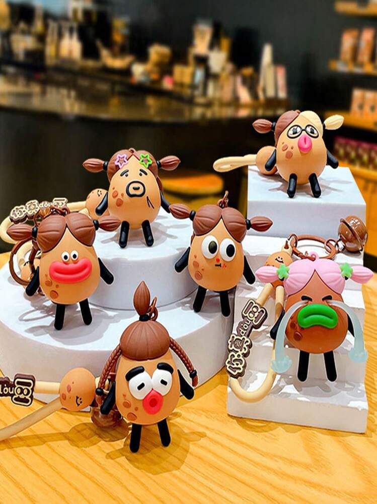 1点 女性 クリエイティブ醜いかわいい爆発毛ポテトキーホルダー、漫画