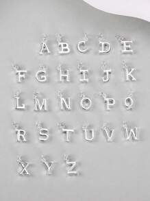 1入組字母吊墜 925 純銀小水鑽配件，DIY 女士配飾吊墜，隨意混合搭配，打造獨特風格高端珠寶禮物 - 白色 - 查看 1