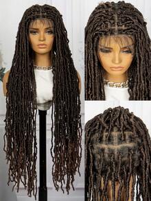 36inch Super Long Lace Front Synthetic Hair Ombre Brown Braided Cap - Ombre - View 3