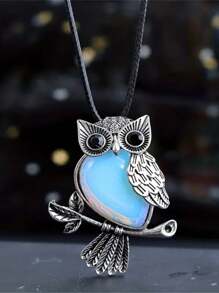 1/5/10 件时尚金属镶嵌天然水晶猫头鹰吊坠项链，天然紫水晶适合女性日常佩戴 - 貓頭鷹 - 查看 18