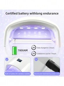 Uv Led凝膠指甲燈 紫色光療機器,專業美甲燈 1件塑料uv凝膠指甲油干燥器 Uv凝膠指甲油燈快速固化,快速干燥指甲油黏合劑烘烤燈指甲燈攜帶式手柄大空間指甲機自動智能傳感器,適用於凝膠指甲油固化沙龍使用和家庭diy美甲,是女孩的最佳禮物