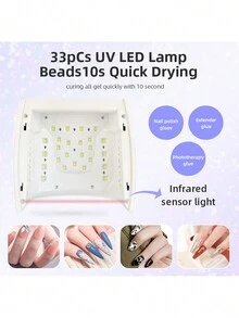 Uv Led凝膠指甲燈 紫色光療機器,專業美甲燈 1件塑料uv凝膠指甲油干燥器 Uv凝膠指甲油燈快速固化,快速干燥指甲油黏合劑烘烤燈指甲燈攜帶式手柄大空間指甲機自動智能傳感器,適用於凝膠指甲油固化沙龍使用和家庭diy美甲,是女孩的最佳禮物