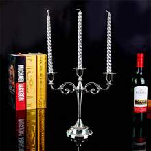 1pc Nordic Moroccan Style Metal 3-Head Candlestick - Candlelight Dinner Candle Holder - Romantic Wedding Home Decoration - Anniversary Special - Apricot - View 8