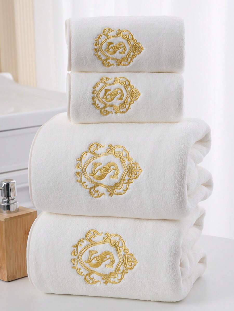 1/2/3件可選，珊瑚絨毛巾，超細纖維純色刺繡 1件浴巾或 1件毛巾，蓬鬆刺繡家用毛巾或浴巾，柔軟，情侶款，適用於浴室、酒店、返校、旅行、家居必需品，毛巾，護膚