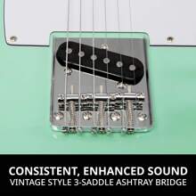 LyxPro 39" Telecaster Solid Body Guitar Electric Guitar TL Series, Full-Size Paulownia Wood Body, 3-Ply Pickguard, C-Shape Neck, Ashtray Bridge, Quality Gear Tuners, 3-Way Switch & Volume/Tone Controls, 2 Picks Included - Green - View 4