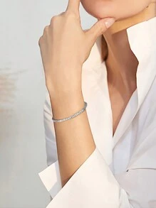 1入組真925銀鑲銠鍍鏈條手鍊,獨特拜占庭設計,華麗女士生日派對周年禮物 - 銀色 - 查看 4