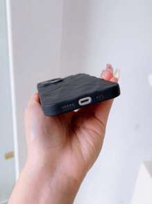 1入實色鑽石圖案手機殼，適用於蘋果iPhone - 黑色 - 查看 3