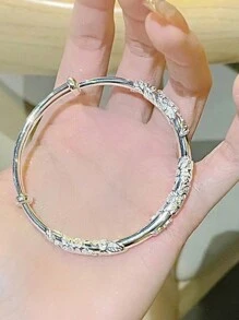 1pc Flower, Butterfly & Heart Shaped Multicolor Bangle Bracelet With Pull & Push Style, Suitable For Ladies' Daily Wear