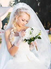 1入組象牙白色玫瑰伴娘新娘婚禮花束,創意麻繩手柄,非常適合婚紗攝影和婚禮使用