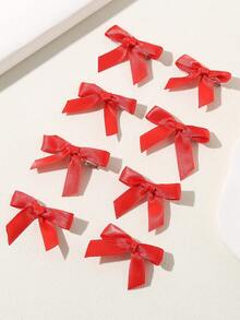 8入組迷你紅色蝴蝶結髮夾 - 紅色 - 查看 1