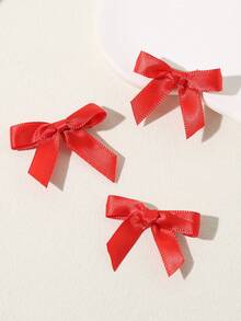 8入組迷你紅色蝴蝶結髮夾 - 紅色 - 查看 2