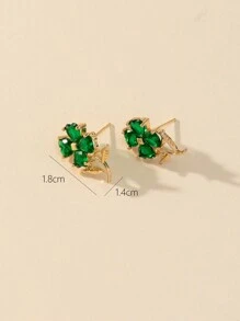 1 par de pendientes con forma de trébol o corazón con decoración de aventurina verde, regalo para San Valentín, mamá, madre, Día de la Madre