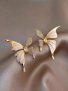 特色液體蝴蝶設計耳釘,優雅豪華,2023秋冬新品耳飾 - 金色 - 查看 1
