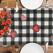 水彩心卡車情人節桌布、週年紀念婚禮廚房餐桌裝飾室內戶外家居裝飾 - 紅色 - 查看 4