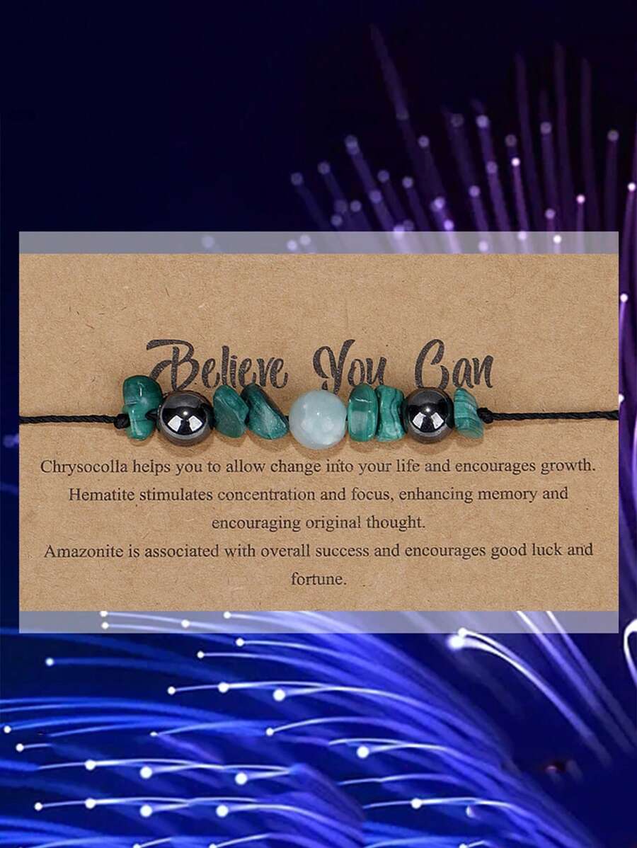 1 Pulsera De Hilo Encerado De Piedra De Protección Aleatoria Y Abalorios De Cristal Guardianes Coloridos - Multicolor - Ver 1