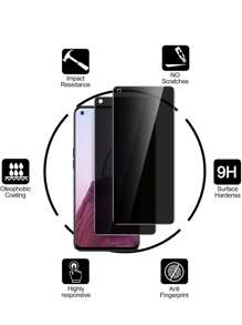 2 件适用于 Oppo 和 OnePlus 的隐私屏幕保护膜，防窥视防静电防碎防指纹防油防爆五合一保护，38° 防偷窥全屏覆盖，无边框钢化玻璃膜适用于 Oppo；超薄边框零阻挡高铝玻璃膜，高透明度防眩光无气泡超清晰光滑触摸感应手机配件适用于 OnePlus；1：1 精密贴合易于安装的外壳和薄膜友好升级保护膜适用于 OnePlus 和 Oppo，专业防碎硬包装 - 深灰色 - 查看 4