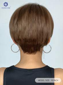 10 英寸短直发假发 女士合成耐热假发 清新自然假发 适合日常佩戴 - 棕色 - 查看 7