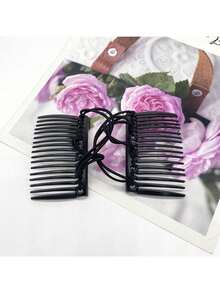 1個新款式女用梳子髮夾套裝,防滑髮夾,時尚髮飾適用於高蓬鬆和馬尾,適合做後髮 - 黑色 - 查看 1