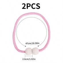 SHOULI 2 件裝磁性珍珠球窗簾繫帶,用於固定窗簾,簡約優雅的家居裝飾 - 粉色 - 查看 2