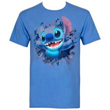 Lilo And Stitch Bursting Through Blue Disney T-Shirt - Màu xanh lam - Xem 2