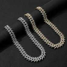 1 件歐美男士合金嘻哈首飾全裝飾荊棘形狀獨特蛇骨吊墜項鍊 - 荊棘嘻哈項鍊 - 查看 5