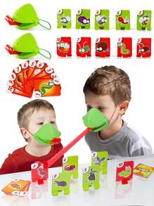 逗猫玩具，青蛙嘴吐舌头，蜥蜴面具，亲子对战游戏，配对派对，男孩桌面棋盘游戏，拼图和捣蛋（部分零件可能随机），男孩玩具，儿童玩具，男孩玩具 - 彩色 - 查看 2