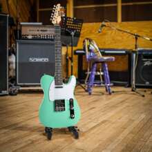 LyxPro 39" Telecaster Solid Body Guitar Electric Guitar TL Series, Full-Size Paulownia Wood Body, 3-Ply Pickguard, C-Shape Neck, Ashtray Bridge, Quality Gear Tuners, 3-Way Switch & Volume/Tone Controls, 2 Picks Included - Green - View 7