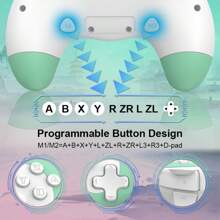 Bộ điều khiển Switch Pro tương thích với Switch/Switch Lite/Switch OLED, Bộ điều khiển Switch không dây cho PC/Android/IOS, Hỗ trợ Turbo/Rung kép/Chống trượt tiện dụng/Đánh thức bằng một phím/Chức năng Macro - màu xanh lá - Xem 8