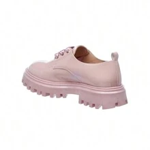 Zapato Mocasín Mujer Moda Casual Juvenil Urbano recubierto Rosa Pastel Broche Decorativo Agujeta 131B11 - Rosa - Ver 4