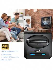 2.4g Wireless 16-Bit 4k Hd Video Output Usb Double Player Retro Game Console With Memory Card Slot, Support 3000+ Classic Games, Plug And Play, Handheld Portable, Retro Game Emulator, Electronic Mini Game Station, Toy Festival Gift - Black - View 3