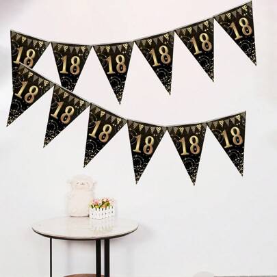 12pcs/Bag Black & Gold 18th Birthday Party Supplies,Christmas