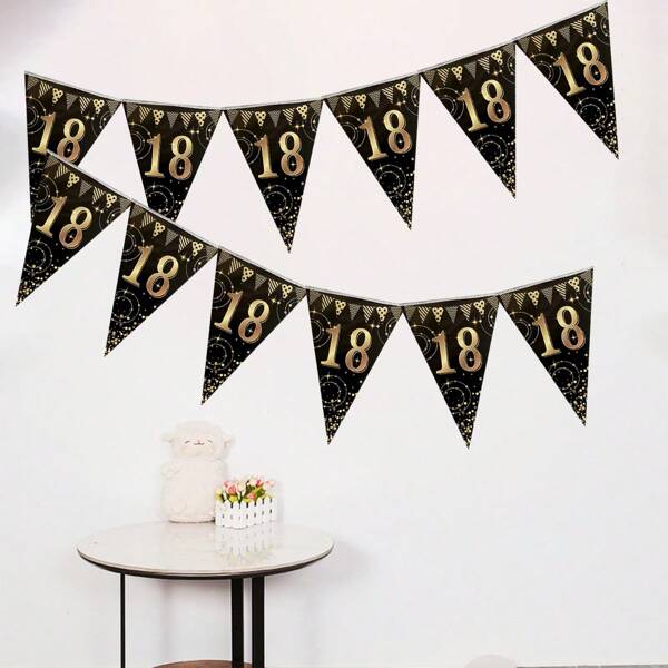 12 Stück/Packung Schwarz & Gold 18. Geburtstag Party Zubehör, Weihnachten