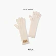 女士冬季保暖触屏手套 女士热线针织 针织保暖内衬手套 适合寒冷天气手套 户外手套 骑行手套 礼物 - 白色 - 查看 6