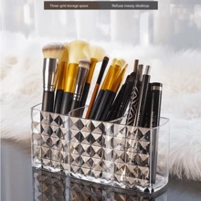 SHEIN X Milania 1pc 3-Compartment Makeup Brush Storage Box