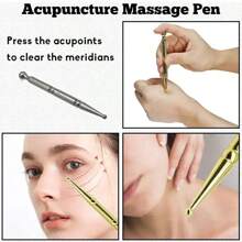 1 Pc Manual Acupuncture Pen Reflexology Tools Acupressure Pen StainlessSteel Massage Pen Reflexology Pressing Point Massager Tool For FullBody , Deep Tissue Massage Tool - Multicolor - View 3