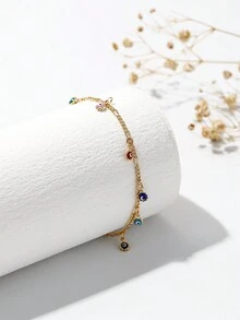 1pc Chain With Random Eye Design Pendant Delicate Fashionable Earrings - Colorful - View 1