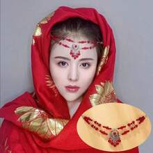 1件波希米亞風格流蘇額鏈,適合女性 - 紅色 - 查看 1