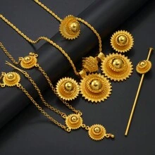 1Set Round  Traditional Wedding Jewelry Sets For Bride Woman Girls Eritrean Habesha African Party Accessories