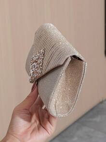 晚禮服手拿包,鑲有鑽石裝飾,適用於舞會,豪華女士手提包,配有肩帶和鏈帶 - 香檳色 - 查看 6