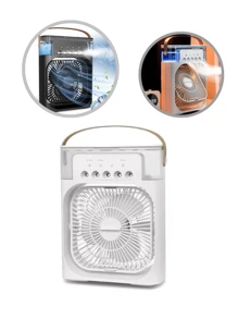 Ventilador Umidificador 2 em 1 Portátil USB com LED e Spray Refrescante - Mini Ar Condicionado para Mesa de Escritório, Casa e Estudantes  Velocidades + Envio Imediato - Multicolorido - Visão 4