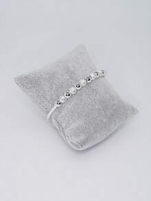 Region Women'S Daily Wear European And American Fashionable Style E-Commerce Bigint Zinc Alloy & Ccb Beaded Bangle Bracelet With Opening Design - Silver - View 2