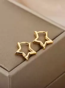 1 Pair Fashionable Minimalist Geometric Star Earrings For Women, Suitable For Banquet, Party, Holiday And Daily Wear