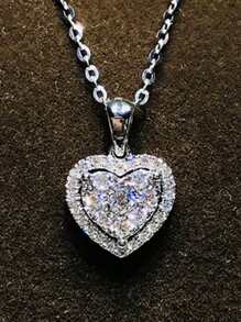 1 PC Glamorous Heart Cubic Zirconia Heart Necklace Pendant For Women Valentine'S Day Gift Wedding Jewelry Valentines,Mom,Mother,Mother's Day,Gift