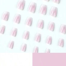 24入組白色法式漸層美甲貼紙,成品可拆卸可穿戴美甲 - 紫色 - 查看 4