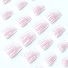 24入組白色法式漸層美甲貼紙,成品可拆卸可穿戴美甲 - 紫色 - 查看 3