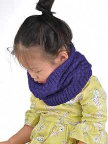 1pc Winter Plush And Warm Outdoor Sweater Cover With A Solid Color Popcorn Thickened Knitted Neck Protection Collar Cover - Purple - View 2