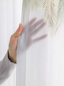 1pc New Style Modern & Fresh Floral Pattern Decorative Rod Pocket Sheer Curtain For Home - Multicolor - View 5