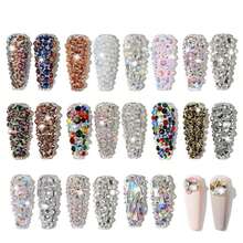 1440PCS Colorful Non Hotfix Rhinestones Crystal Flatback Glass Nail Rhinestones For Crafts Clothes Shoes Bags Garment DIY Decorations - Champagne - View 4
